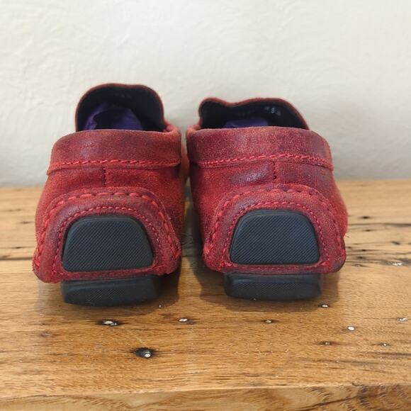 Donald J. Pliner Made in Italy Vesta Red Distressed Driving Mocassins Size 6.5 - Picture 3 of 12